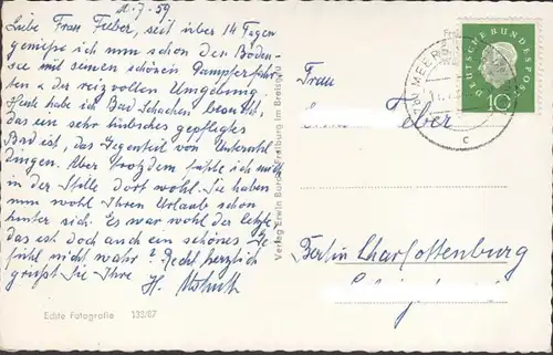 Bad Schachen, Fliegeraufnahme, gelaufen 1959