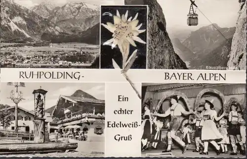 Ruhpolding, Ein echter Edelweiß Gruß, Mehrbild, ungelaufen- datiert 1960