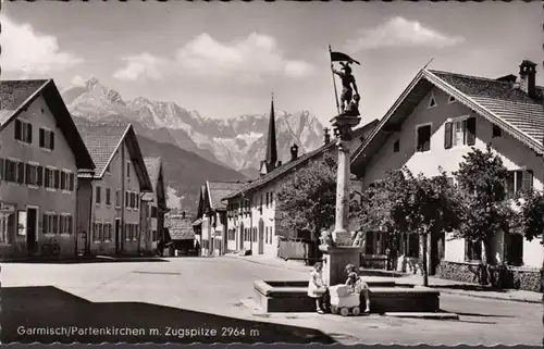 Garmisch-Partenkirchen, Straßenpartie mit Watzmann, ungelaufen