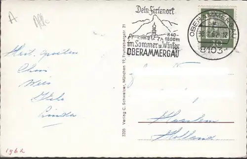 Oberammergau, Dorfstraße, Hotel Alte Post, gelaufen 1962