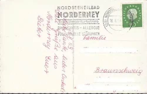 Mer du Nord Nord, Norderney, photo aérienne, thermal, welenbad, Weststrand, couru 1959