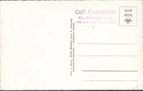AK Garmisch Partenkirchen, Cafe Gamshütte, inachevé