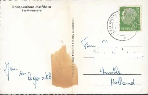 Bad Münstereifel, Kurhaus Josefsheim, gelaufen 1957