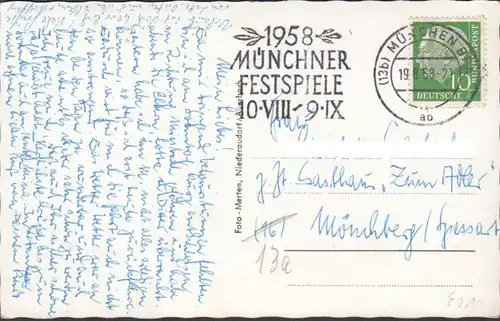 Niederaudorf, Kneippkurort, mit Kaisergebirge, gelaufen 1958