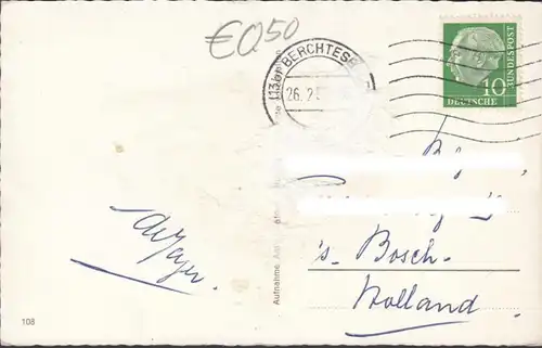 Salutation de Berchtesgaden, Obersalzberg, Ramsau, Jennerbahn, couru en 1955