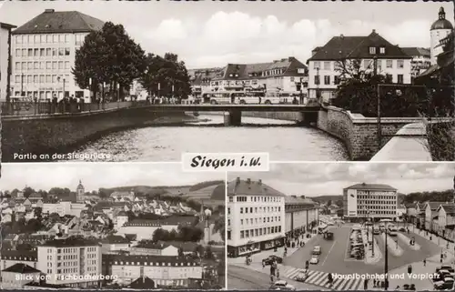 Siegen, pont de victoire, gare centrale et parvis, couru 1962