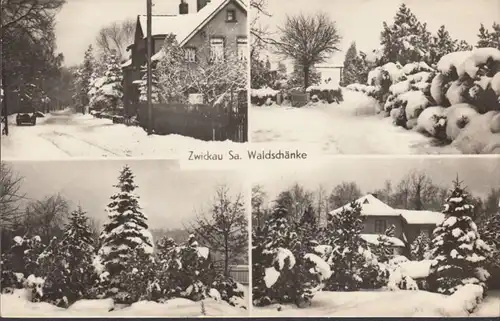 Zwickau, Waldschänke im Winter, Mehrbild, gelaufen 1958