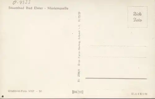 Bad Elster, Staatsbad, Marienquelle, ungelaufen