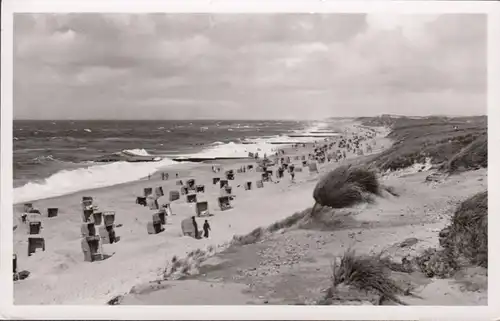 Kampen auf Sylt, Strand, Strandkörbe, gelaufen 195?