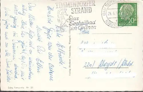 Timmendorfer Strand, Kurhotel Seeschlösschen, Ostseeheilbad, gelaufen 1958