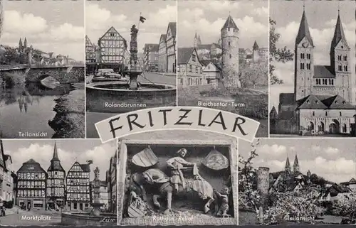 Fritzlar, Rolandbrunnen, Bleichentor, Dom, Marktplatz, Teilansicht, ungelaufen