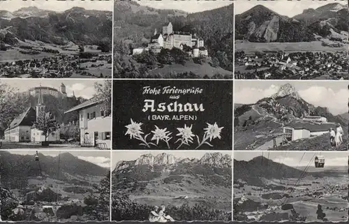 Frohe Feriengrüße aus Aschau, gelaufen 1960