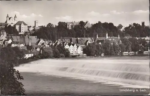 Landsberg am Lech, Stadtansicht, Wehr, gelaufen 1956