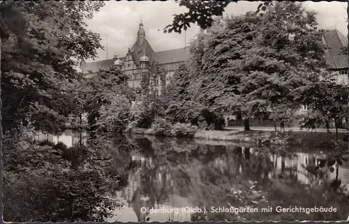 Oldenburg, Schloßgarten mit Gerichtsgebäude, gelaufen 1965