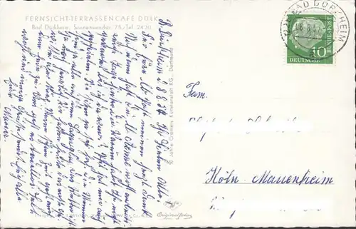 Bad Dürkheim, Terrassencafe Dürk, Fliegeraufnahme, gelaufen 1957