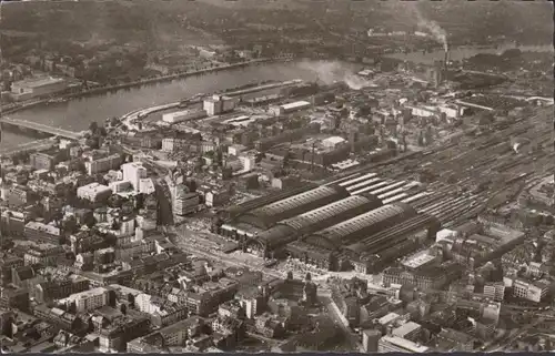 Frankfurt am Main, Hauptbahnhof, Fliegeraufnahme, ungelaufen