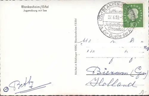 Blankenheim, Jugendburg am See, gelaufen 1959