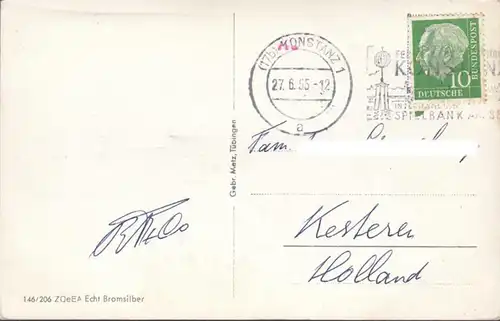 Konstanz, Hafeneinfahrt, Schiff, gelaufen 1955