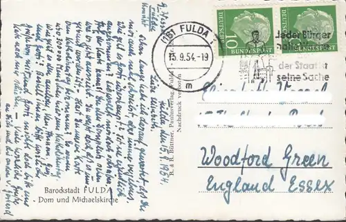 Fulda, Dom und Michaelskirche, gelaufen 1954