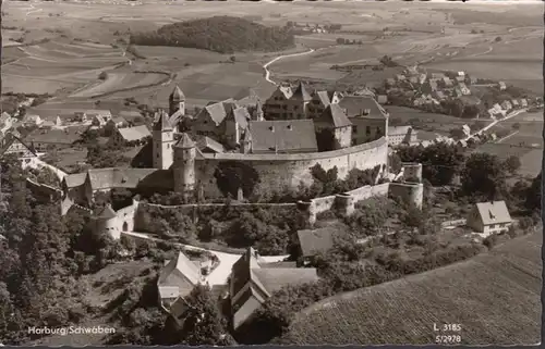 Harburg, Schwaben, Fliegeraufnahme, gelaufen 1961