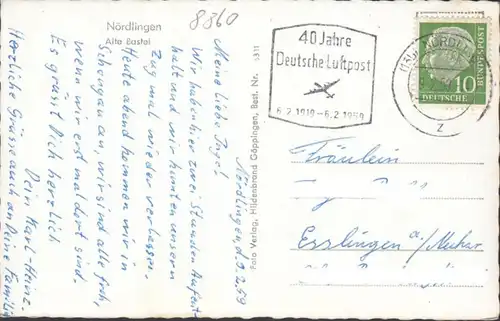 Nordlingen, vieille Bastei, couru en 1959