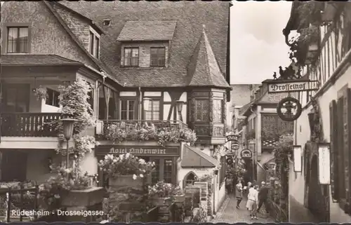 Rüdesheim, Drosselgasse, Drosselhof, gelaufen 1964