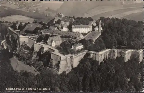 Königstein, Festung Königstein, Fliegeraufnahme, gelaufen 1961