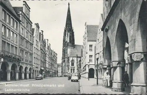 Münster, Prinzipalmarkt und Lambertikirche, gelaufen 1968