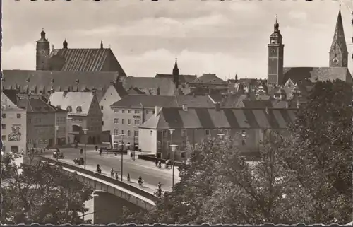 Ingolstadt, Blick auf die Donaubrücke, gelaufen