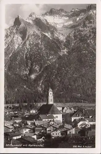 Mittenwald mit Karwendel, ungelaufen