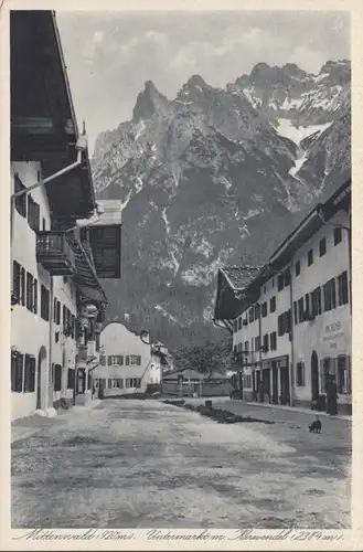 Mittenwald, Untermarkt mit Karwendel, ungelaufen