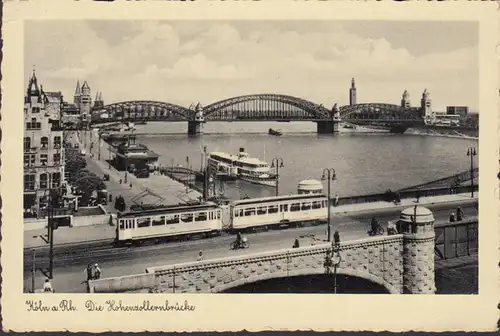 Cologne, Le pont des Hohenzollern, tramway, couru en 1935