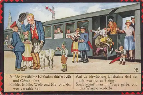 Auf die schwäbische Eisenbahne, düfet Küh und Öchsle fahre, Hans Böttcher, ungelaufen