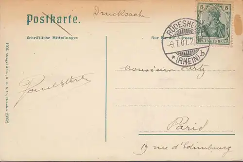 Rüdesheim, Rheinpartie, gelaufen 1907