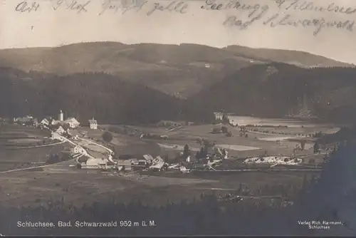 Schluchsee, vue sur la ville, Forêt Noire, couru en 1919