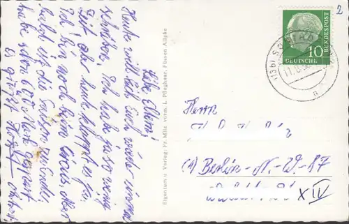 Gruß aus Sonthofen, Echtes Edelweiss, Mehrbild, gelaufen 1958
