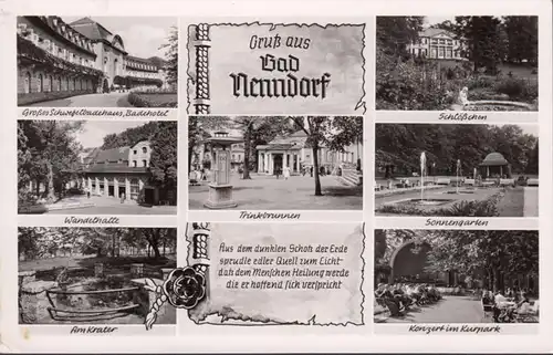 Gruß aus Bad Nenndorf, Hotel, Kurpark, Wandelhalle, gelaufen 1954