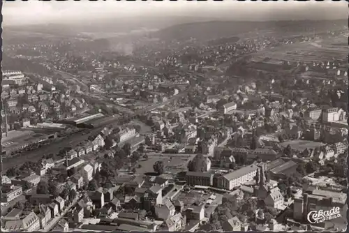 Siegen mit Blick nach Weidenau, Fliegeraufnahme, gelaufen 1957