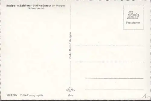 Schönmünzach, Kneipp- und Luftkurort, ungelaufen