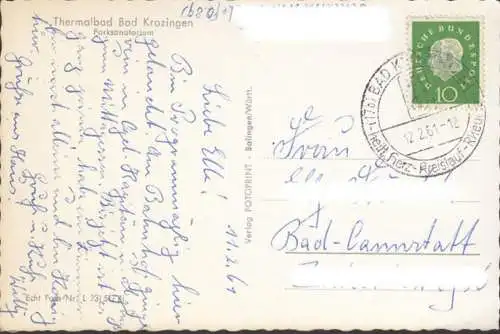 Bad Krozingen, Parksanatorium, Thermalbad, gelaufen 1961