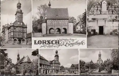 Lorsch, Rathaus, Marktplatz, Kirche, Kloster, gelaufen 1965