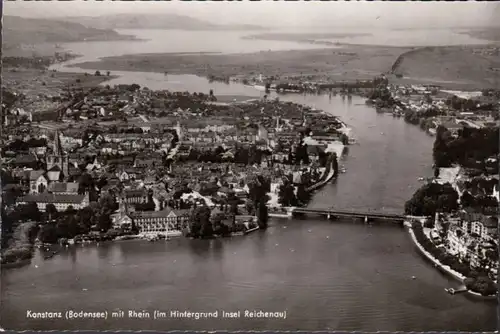 Konstanz mit Rhein und Insel Reichenau, Fliegeraufnahme, ungelaufen