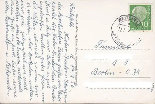 Salutation de la forêt de l'Ouest, Westerwaldlied, couru 1956