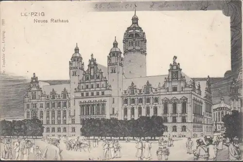 Leipzig, Neues Rathaus, gelaufen 1901