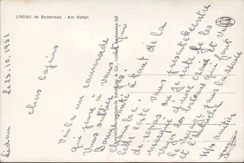 Lindau am Bodensee, Am Hafen, ungelaufen- datiert 1951