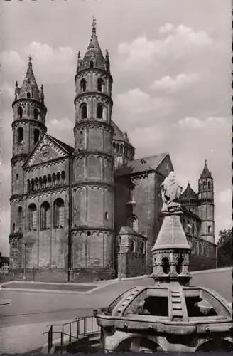 Worms, Dom mit Siegfriedbrunnen, ungelaufen