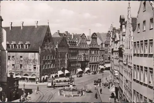 Augsburg, Moritzplatz, Straßenbahn, ungelaufen