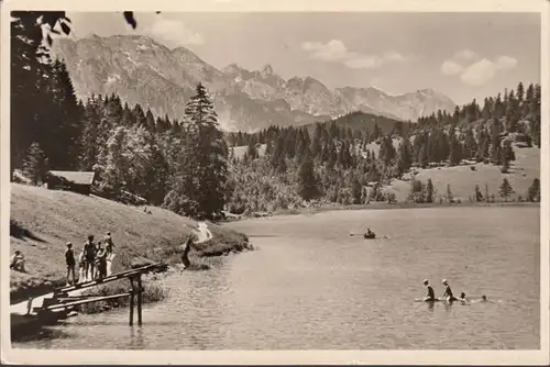 Krün, Grubsee mit Wetterstein, gelaufen 1954
