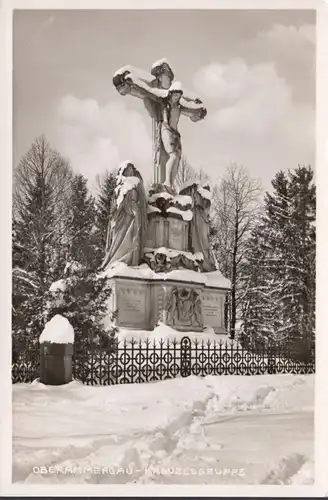 Oberammergau, Kreuzesgruppe im Winter, gelaufen 1981