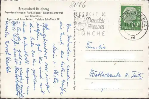 Sachsenkam, Kloster Reutberg am Kirchsee, gelaufen 1957